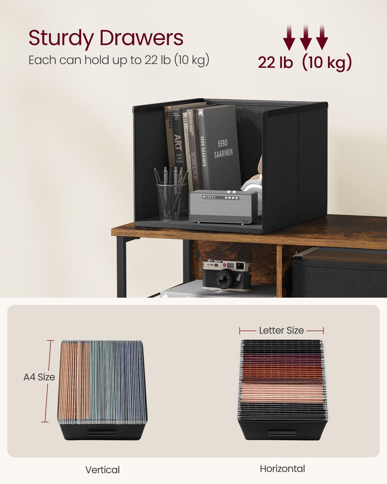 File Cabinet with 4 Drawers Rustic Brown and Ink Black FredCo