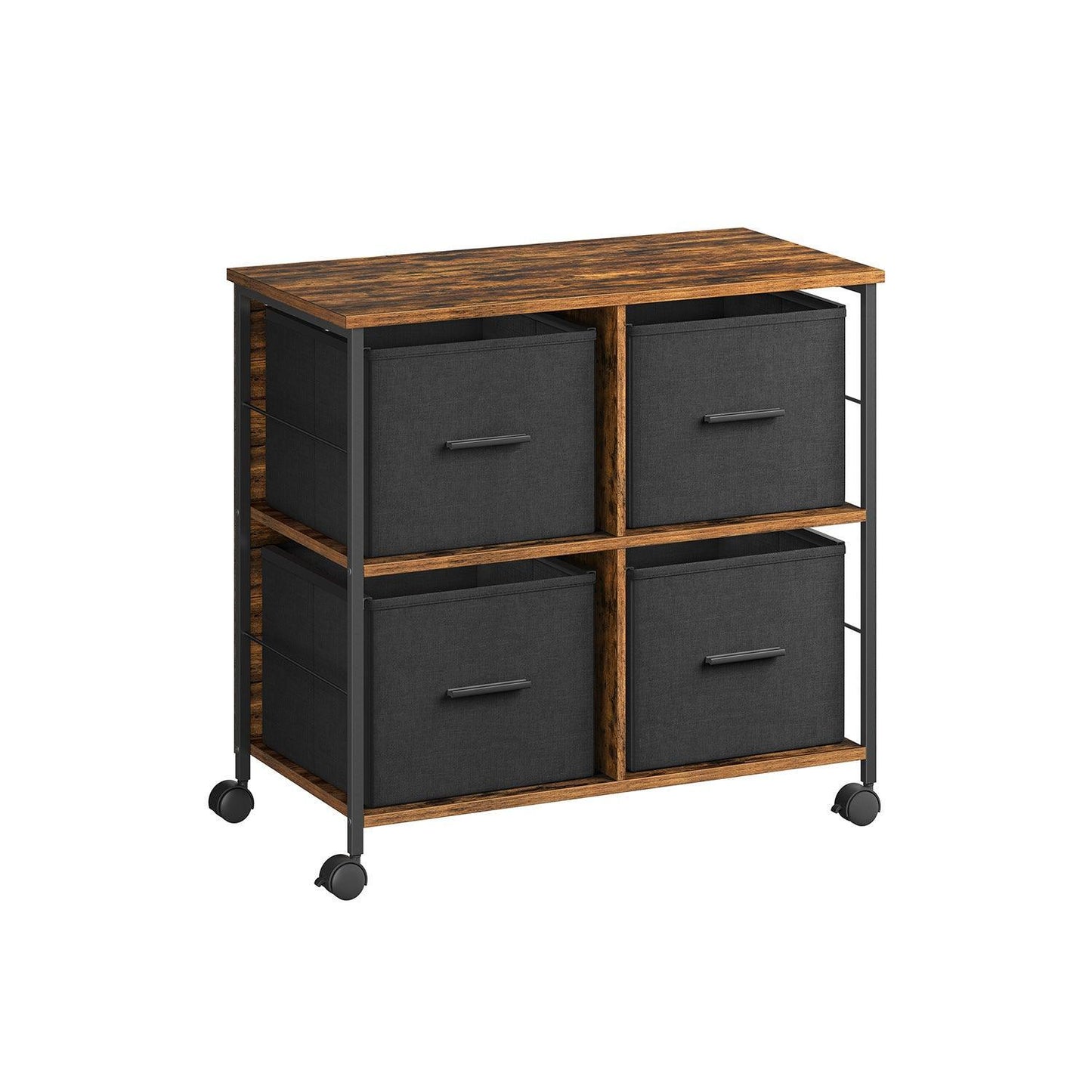 File Cabinet with 4 Drawers Rustic Brown and Ink Black FredCo