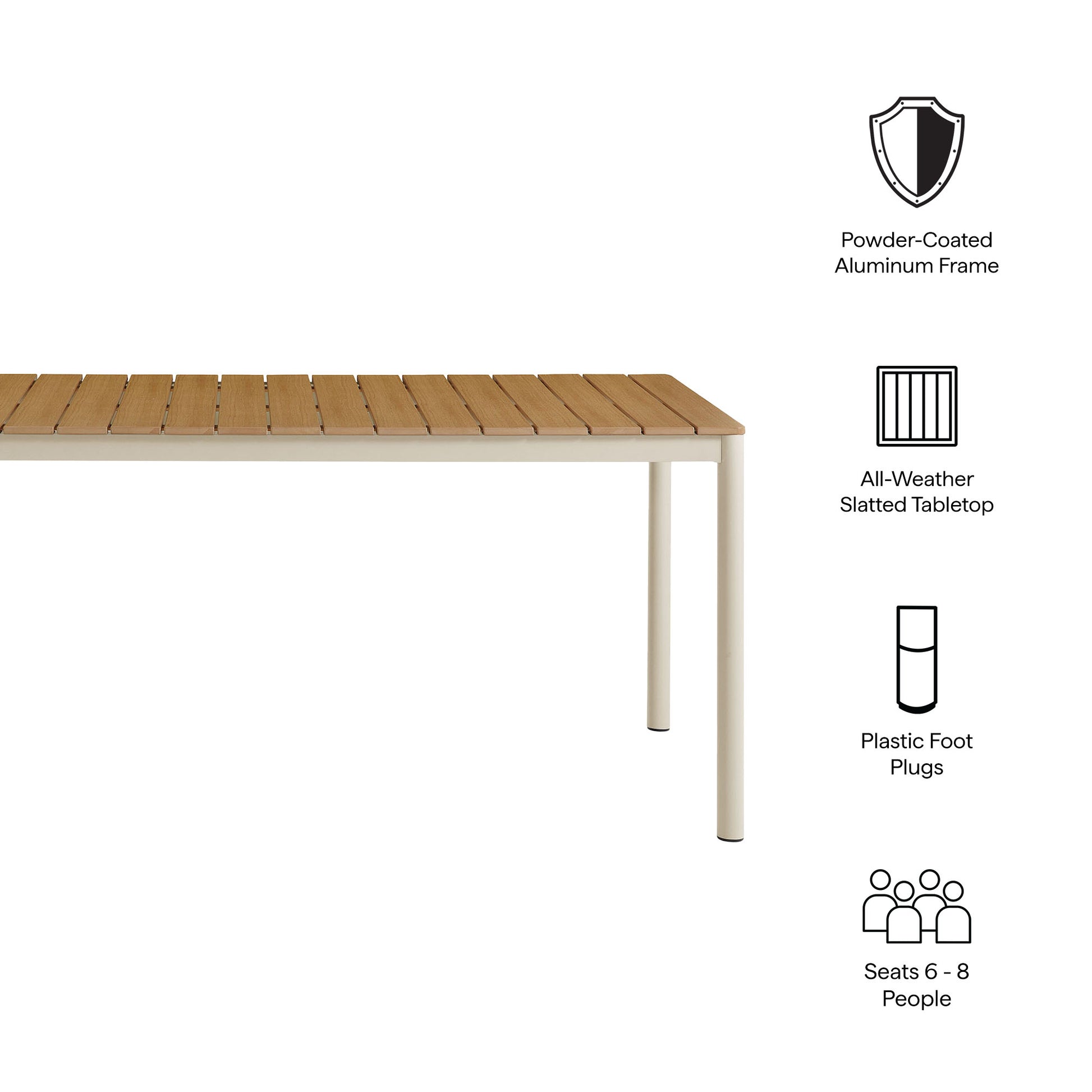 Finn 71" Outdoor Patio Aluminum Dining Table with Faux Wood Top by Modway EEI-7237 FredCo