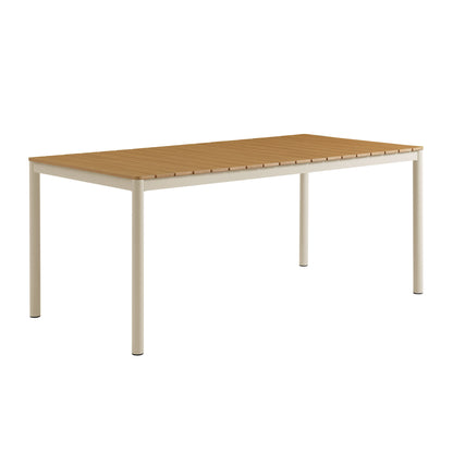 Finn 71" Outdoor Patio Aluminum Dining Table with Faux Wood Top by Modway EEI-7237 FredCo