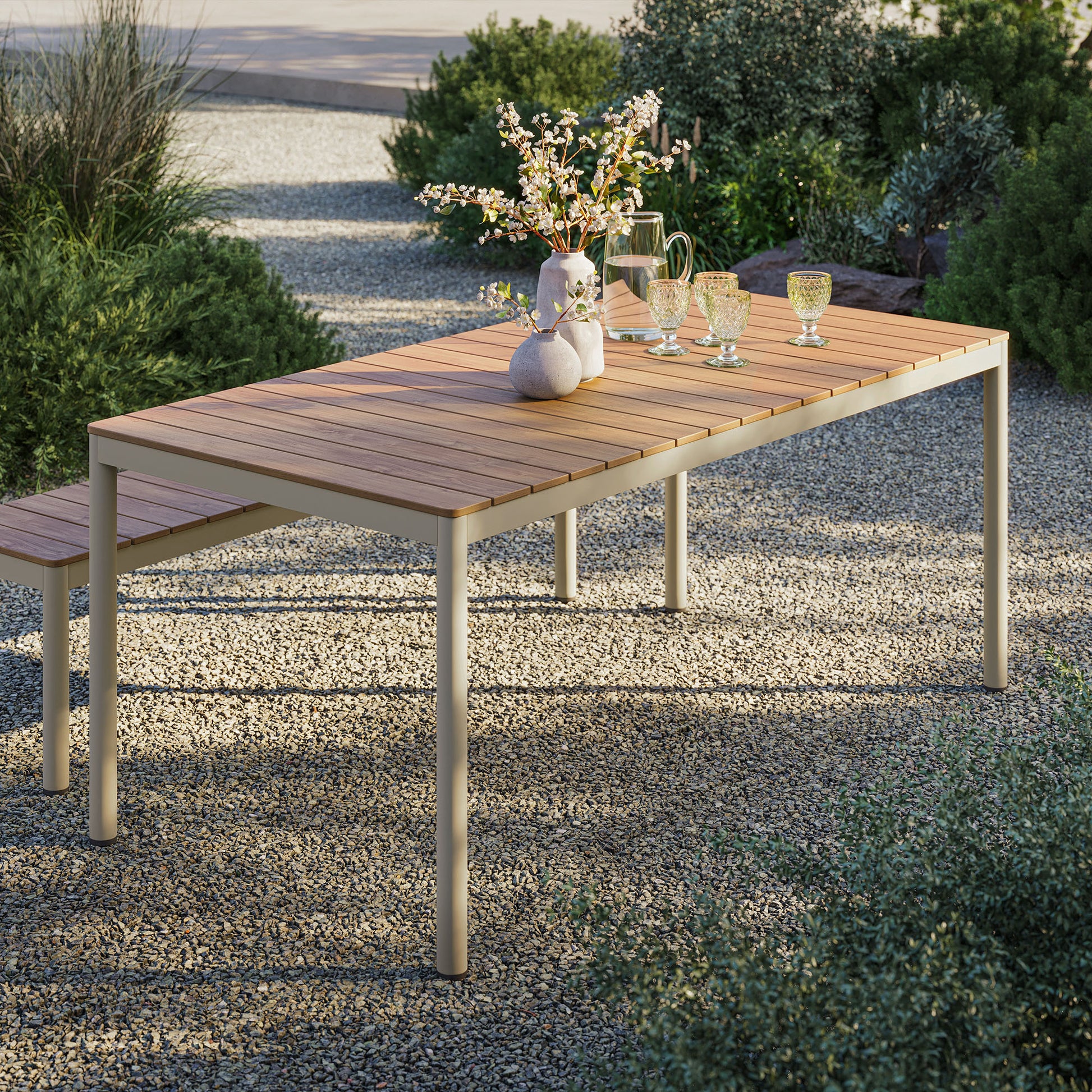 Finn 71" Outdoor Patio Aluminum Dining Table with Faux Wood Top by Modway EEI-7237 FredCo