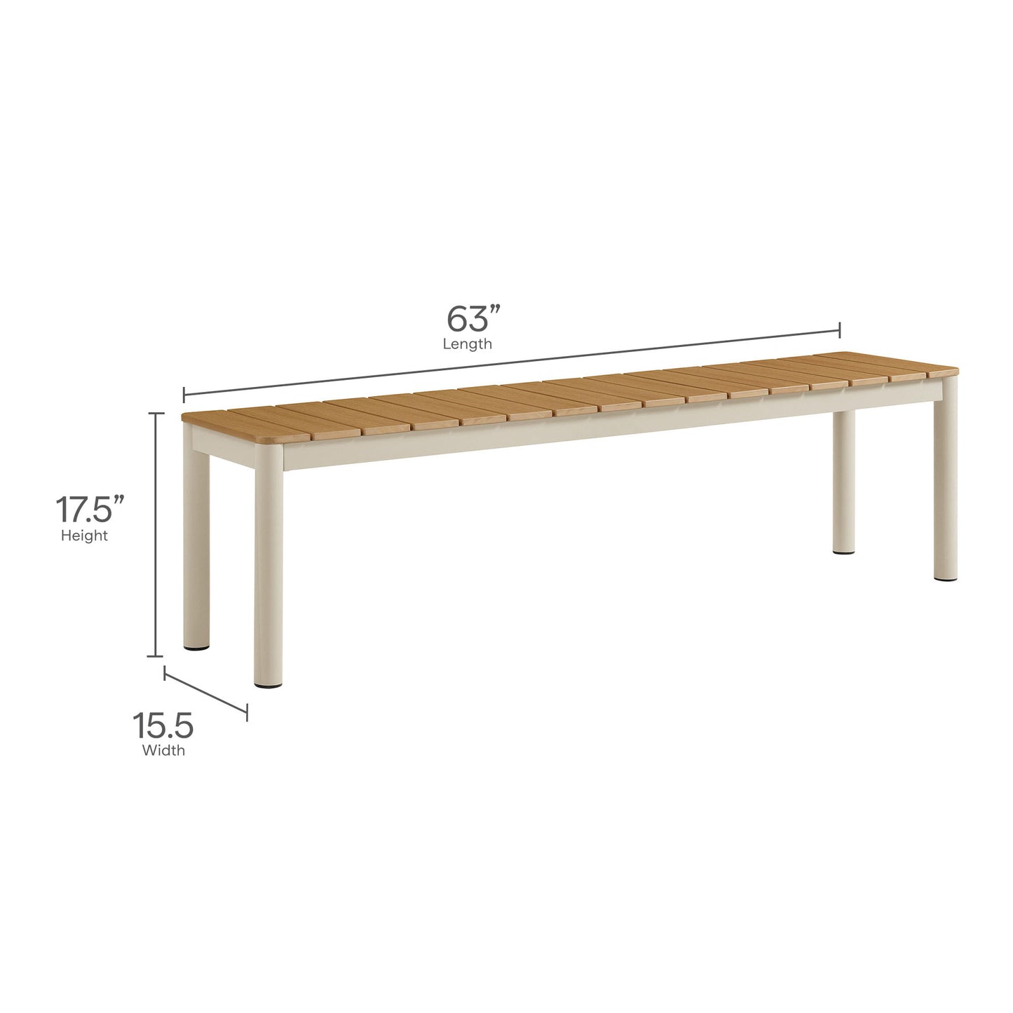 Finn Outdoor Patio Aluminum Bench with Faux Wood Top by Modway EEI-7238 FredCo