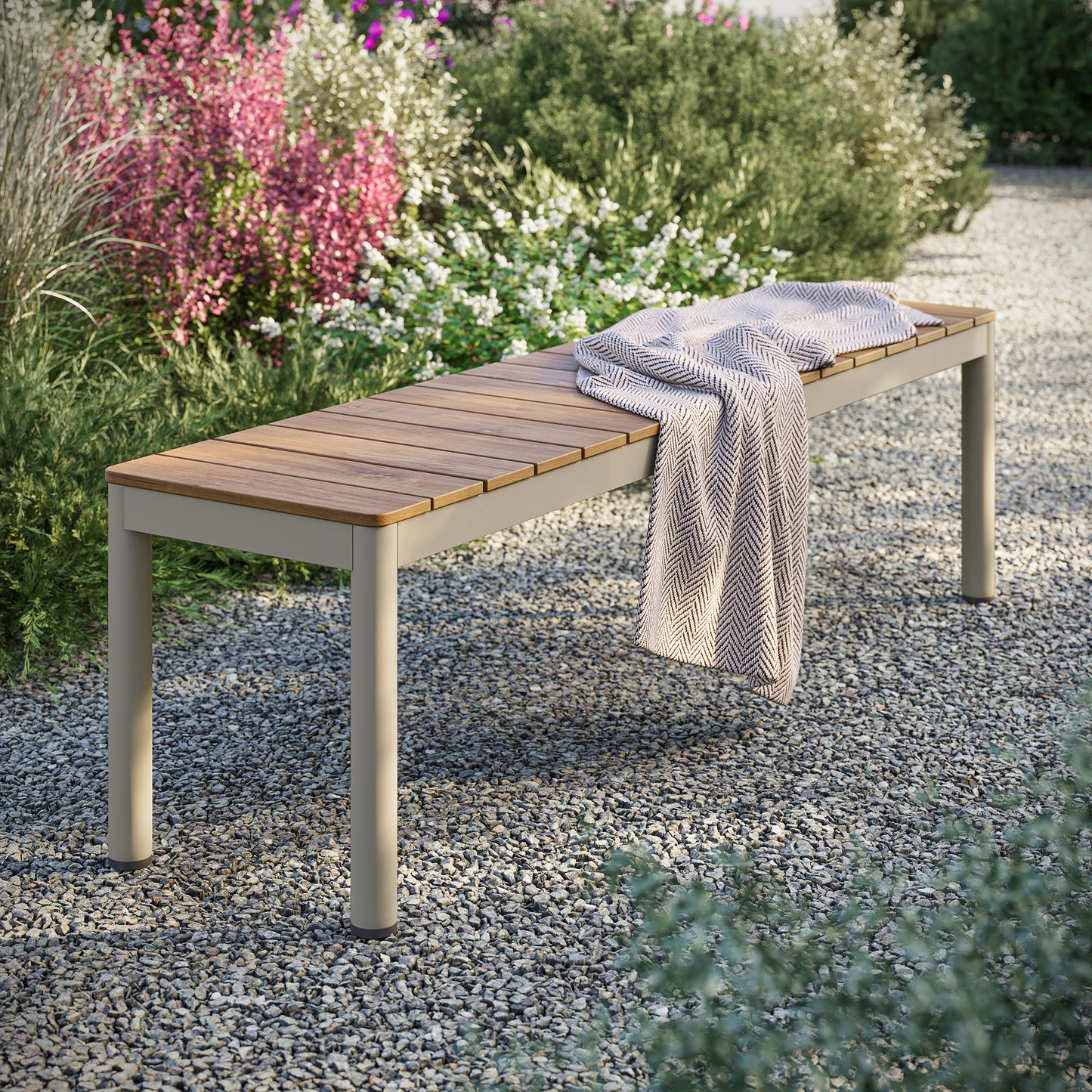 Finn Outdoor Patio Aluminum Bench with Faux Wood Top by Modway EEI-7238 FredCo