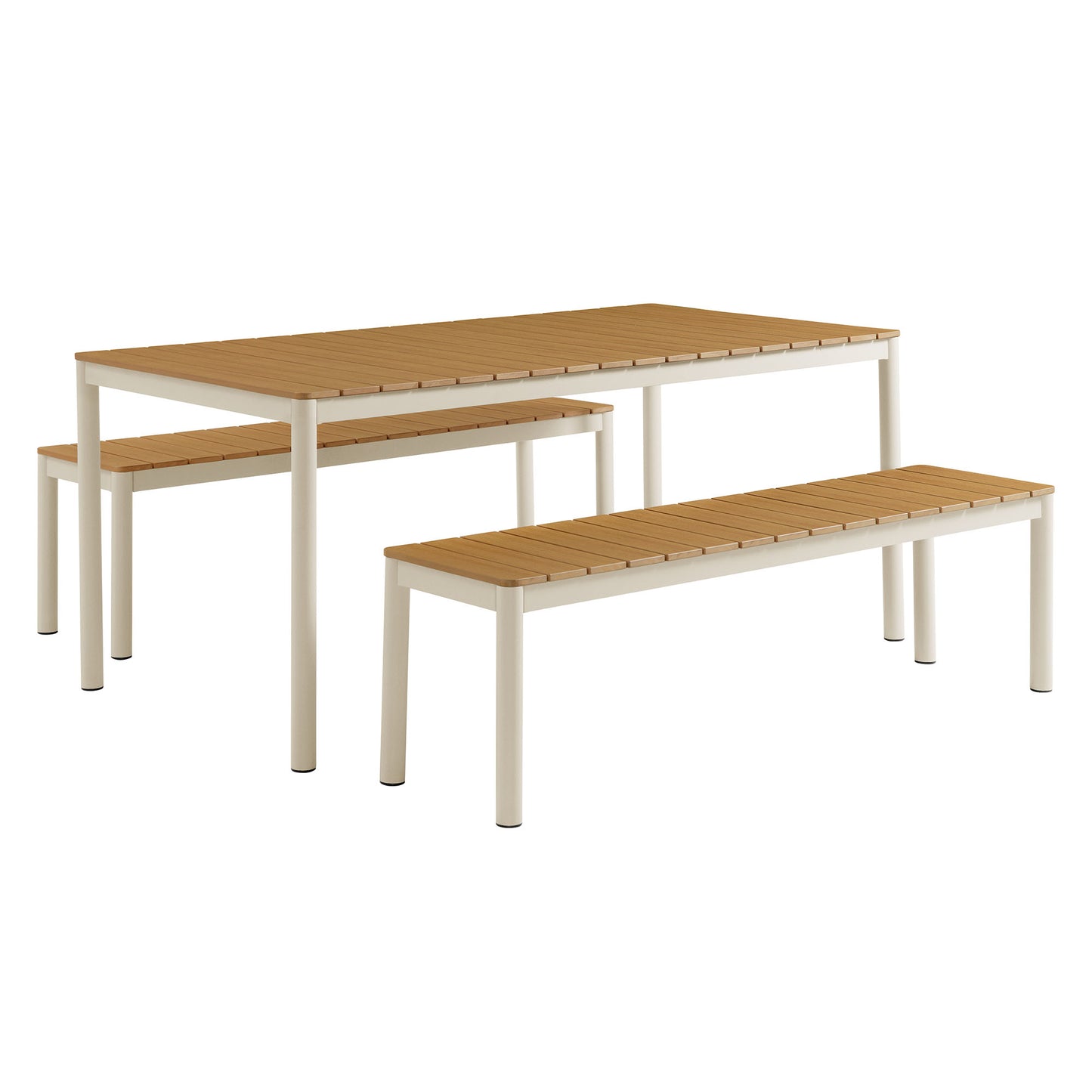 Finn Outdoor Patio Aluminum Faux Wood Dining Set with Benches by Modway EEI-7239 FredCo