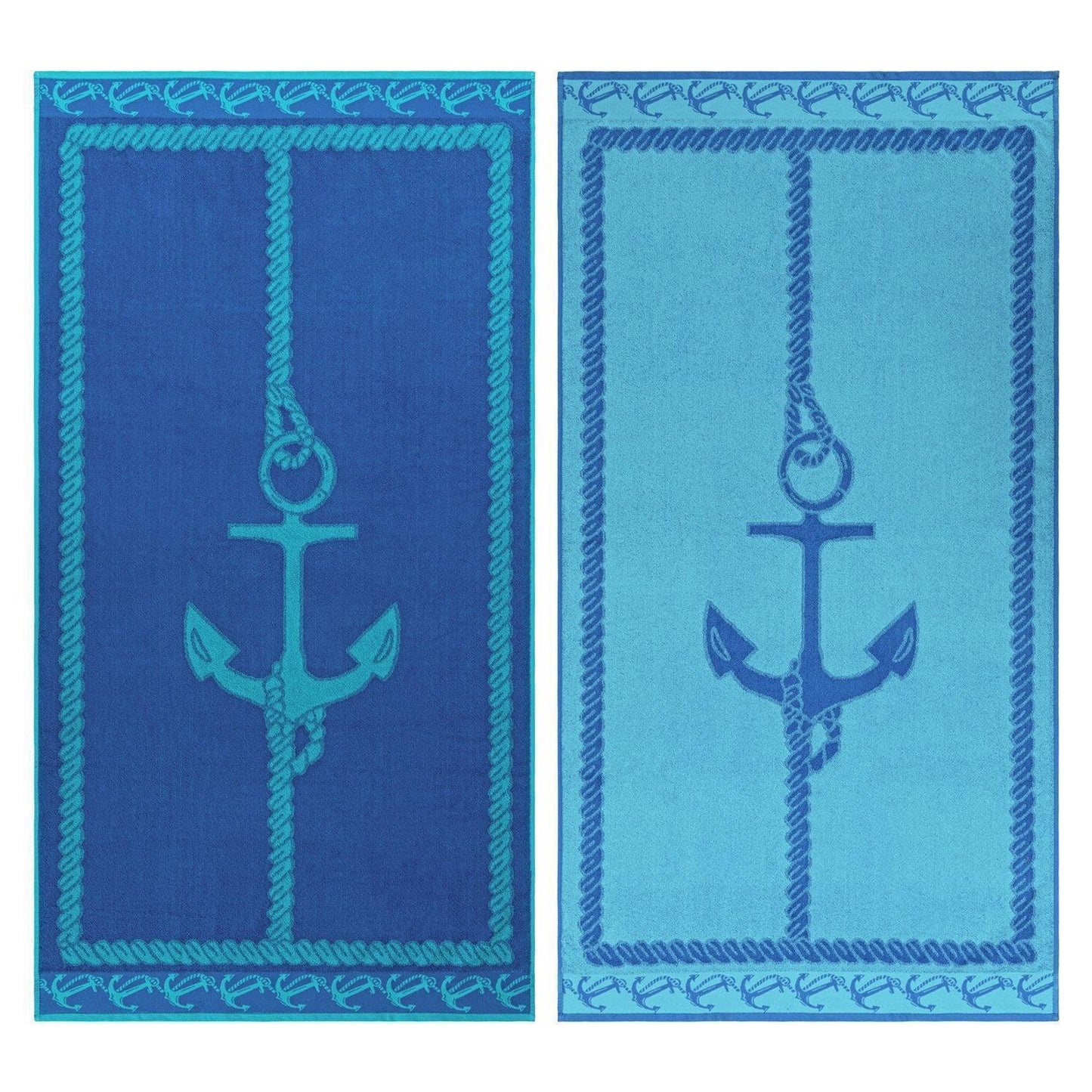 Fisherman Anchor Egyptian Cotton Oversized Beach Towel Set, 2-Pieces FredCo