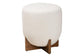 Fisk Japandi Cream Boucle Fabric and Walnut Brown Finished Wood Ottoman Footstool FredCo