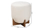 Fisk Japandi Cream Boucle Fabric and Walnut Brown Finished Wood Ottoman Footstool FredCo