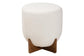 Fisk Japandi Cream Boucle Fabric and Walnut Brown Finished Wood Ottoman Footstool FredCo