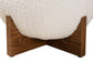 Fisk Japandi Cream Boucle Fabric and Walnut Brown Finished Wood Ottoman Footstool FredCo