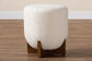 Fisk Japandi Cream Boucle Fabric and Walnut Brown Finished Wood Ottoman Footstool FredCo