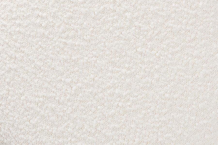 Fisk Japandi Cream Boucle Fabric and Walnut Brown Finished Wood Ottoman Footstool FredCo