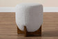 Fisk Japandi Light Grey Boucle Fabric and Walnut Brown Finished Wood Ottoman Footstool FredCo