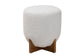 Fisk Japandi Light Grey Boucle Fabric and Walnut Brown Finished Wood Ottoman Footstool FredCo