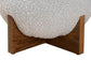 Fisk Japandi Light Grey Boucle Fabric and Walnut Brown Finished Wood Ottoman Footstool FredCo