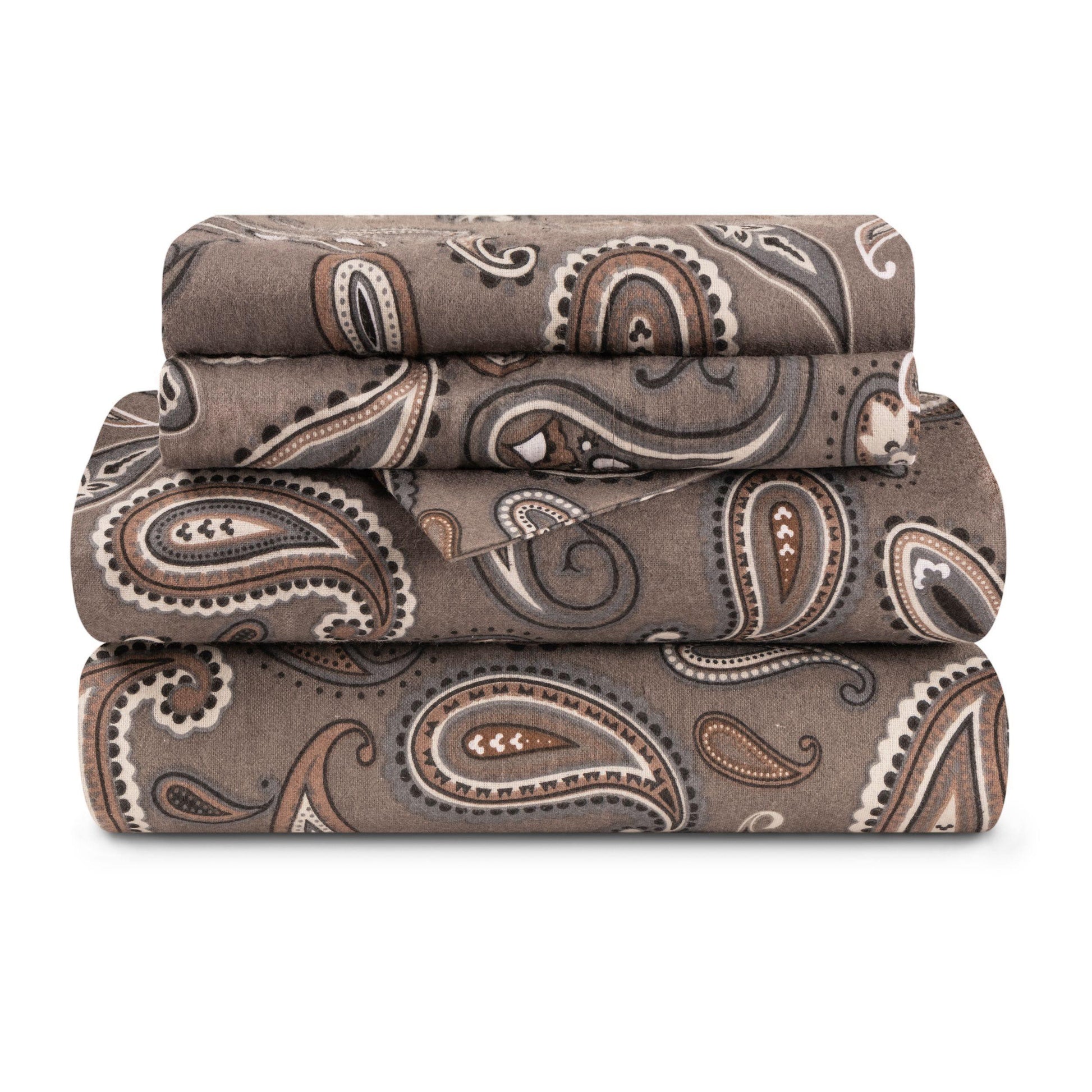 Flannel 100% Cotton All-Season Deep Pocket Paisley Sheet Set FredCo