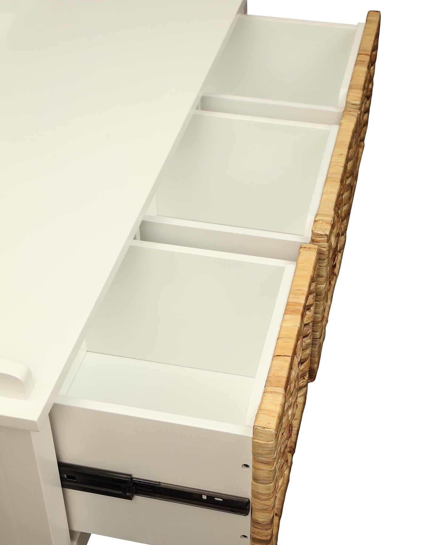 Flavius Rattan & White Finish Bench W/Storage FredCo