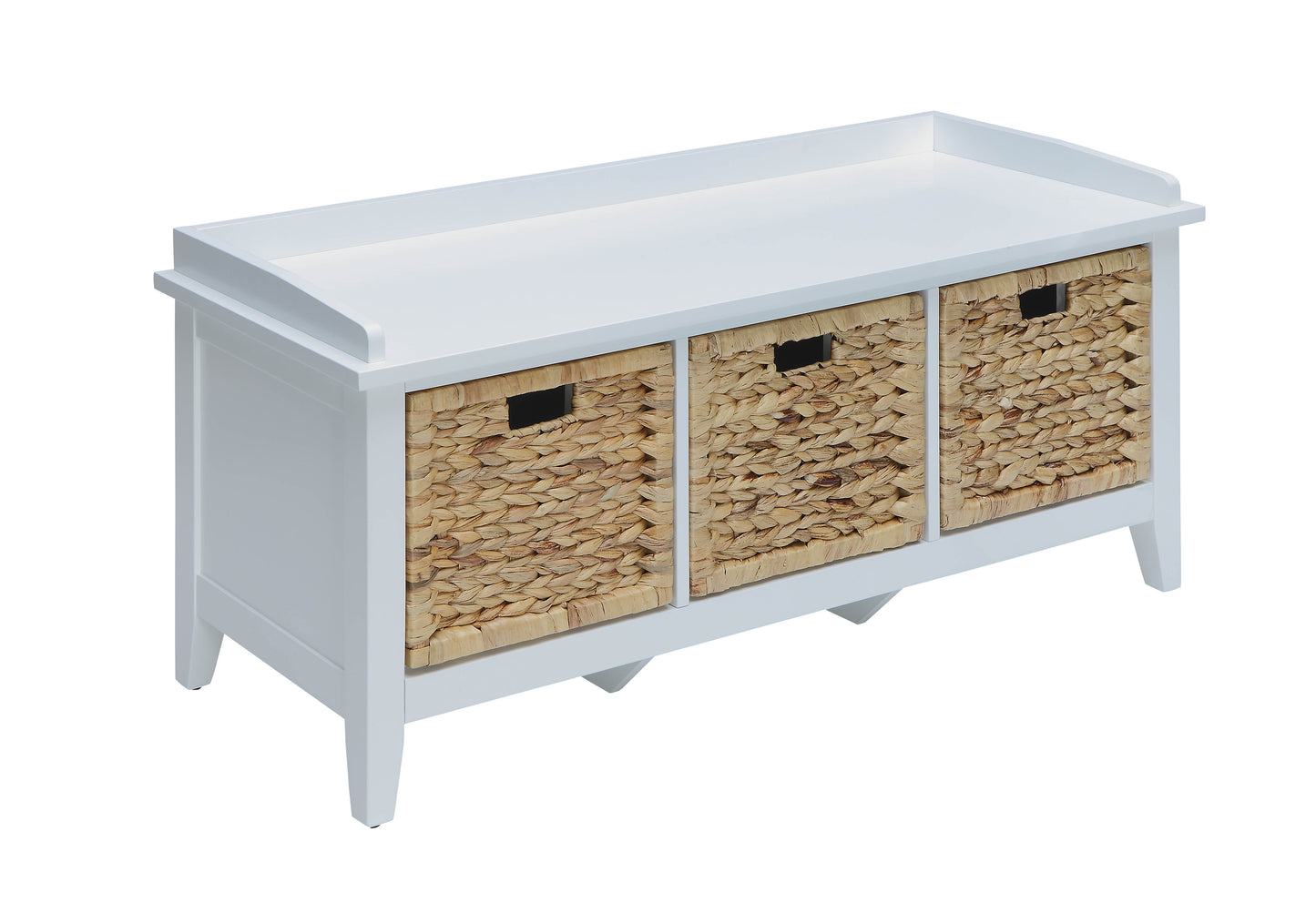 Flavius Rattan & White Finish Bench W/Storage FredCo