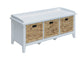 Flavius Rattan & White Finish Bench W/Storage FredCo