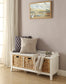 Flavius Rattan & White Finish Bench W/Storage FredCo