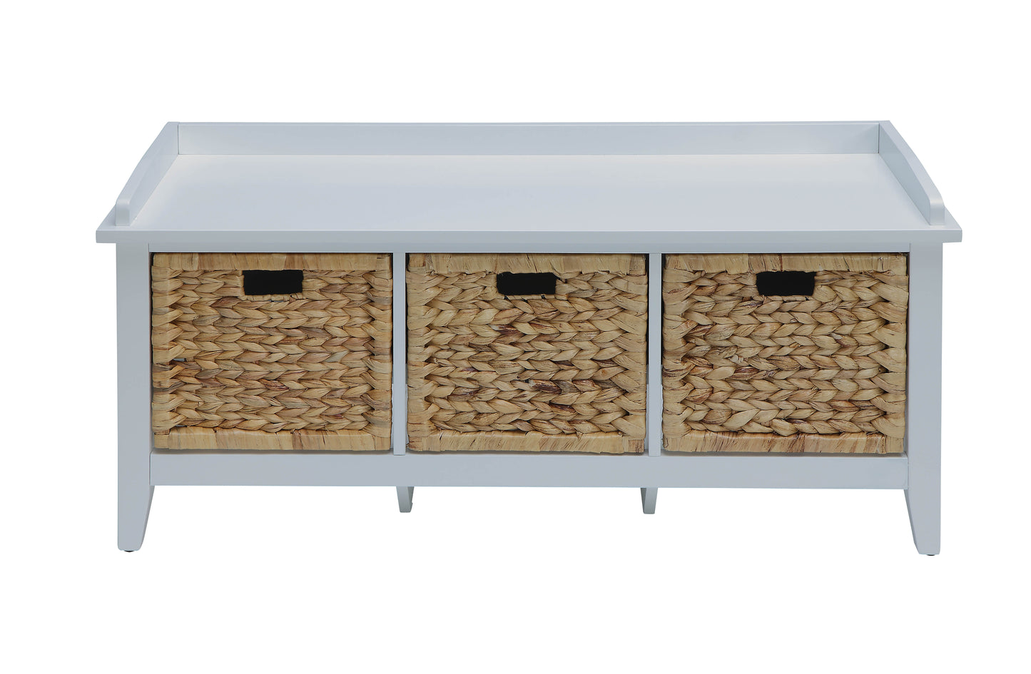 Flavius Rattan & White Finish Bench W/Storage FredCo