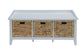 Flavius Rattan & White Finish Bench W/Storage FredCo