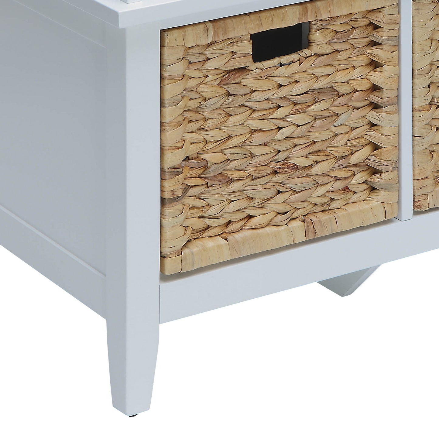Flavius Rattan & White Finish Bench W/Storage FredCo