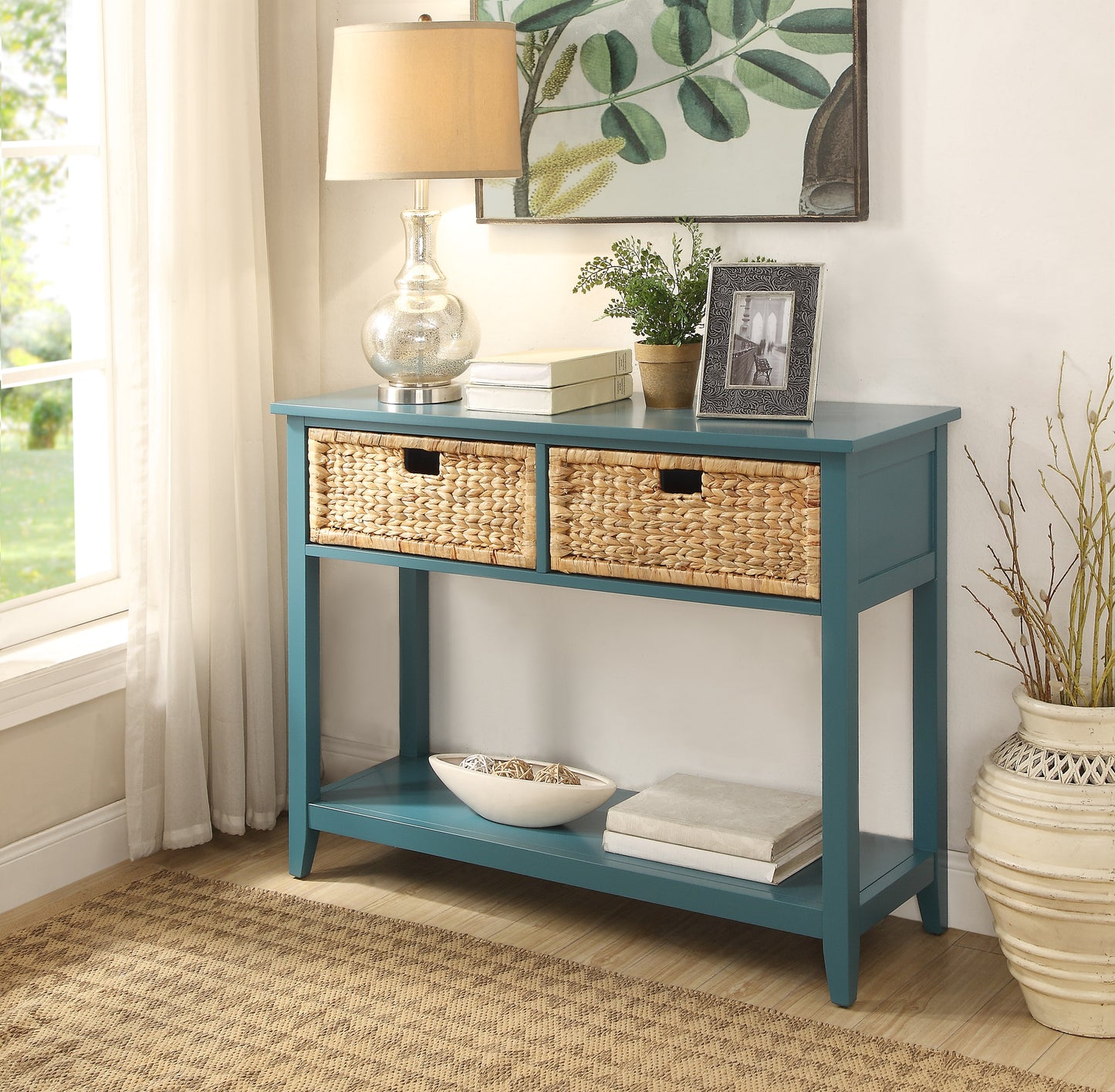 Flavius Teal Finish Console Table FredCo