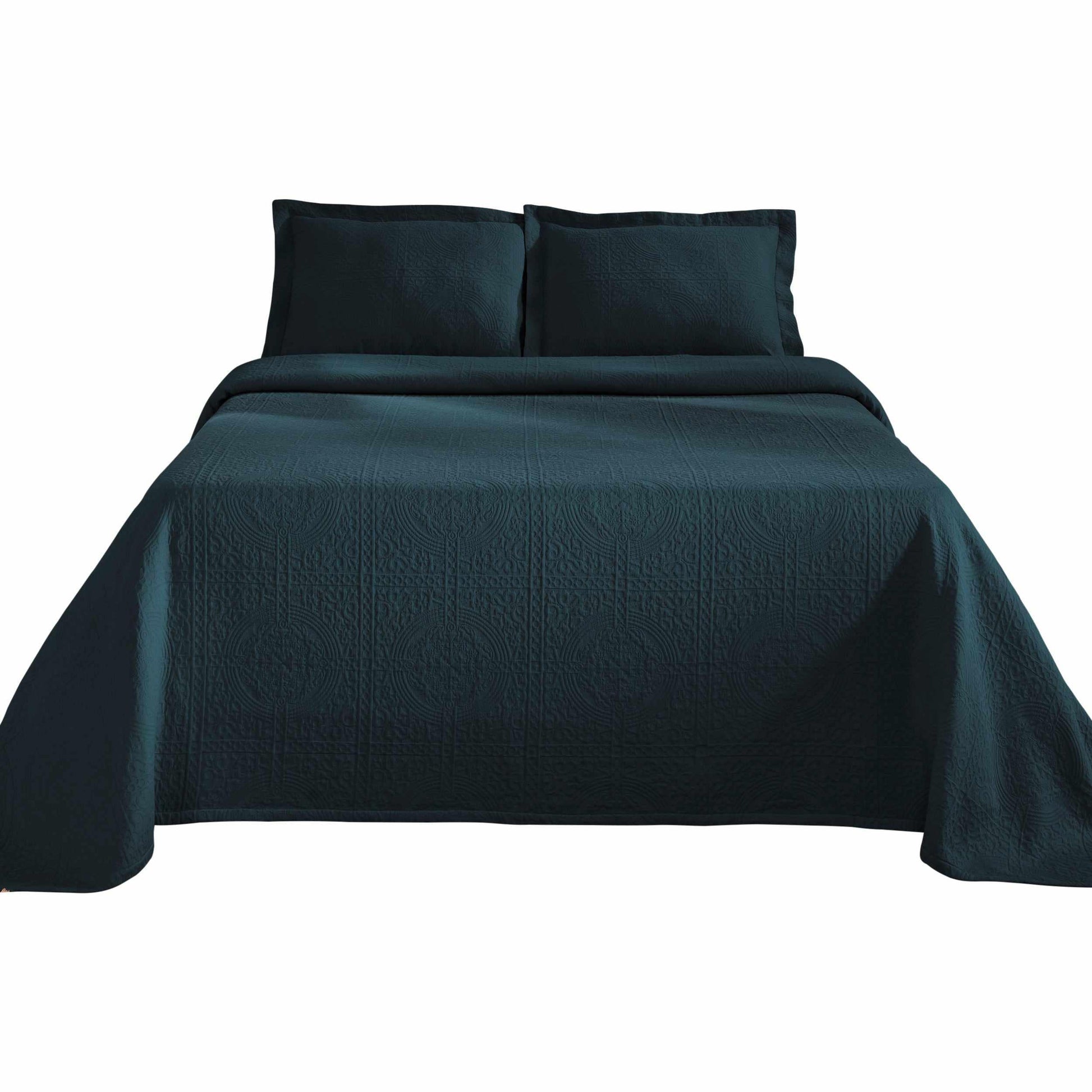 Fleur De Lis 100% Cotton Jacquard Matelassé Bedspread Set FredCo