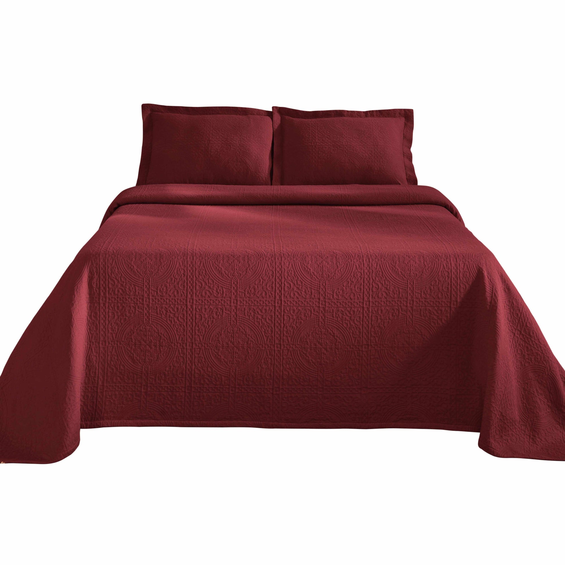 Fleur De Lis 100% Cotton Jacquard Matelassé Bedspread Set FredCo