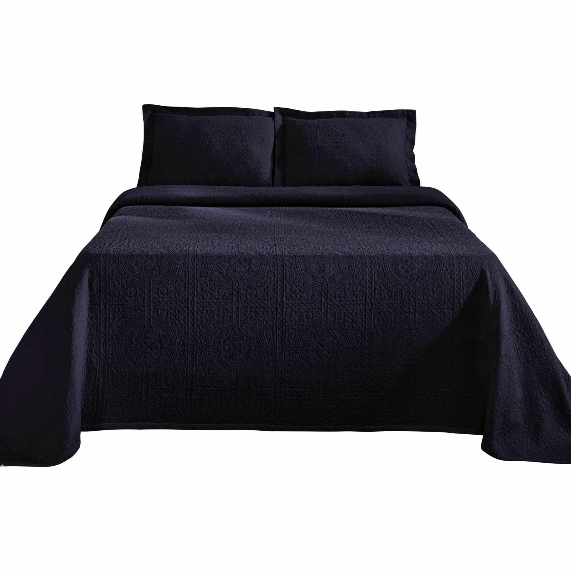 Fleur De Lis 100% Cotton Jacquard Matelassé Bedspread Set FredCo