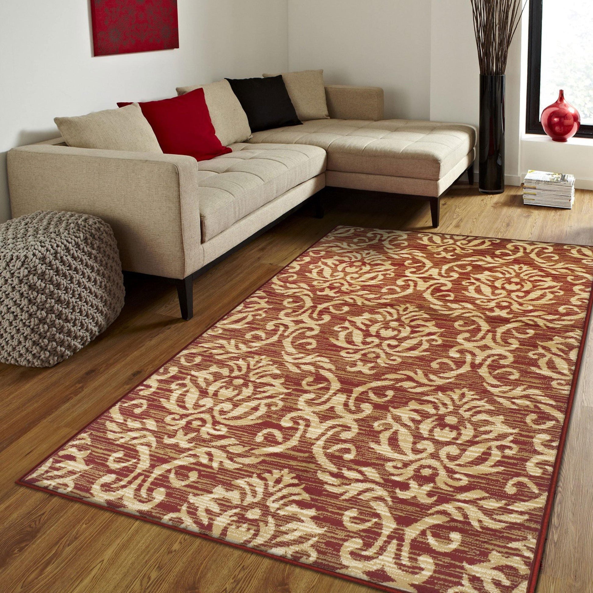 Fleur Vintage Baroque Damask Rug FredCo