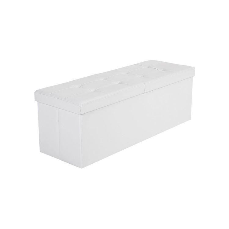 Flipping Lid Storage Ottoman White 43” FredCo