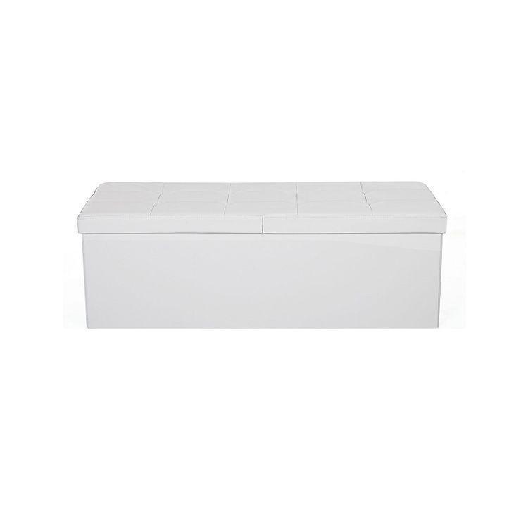 Flipping Lid Storage Ottoman White 43” FredCo