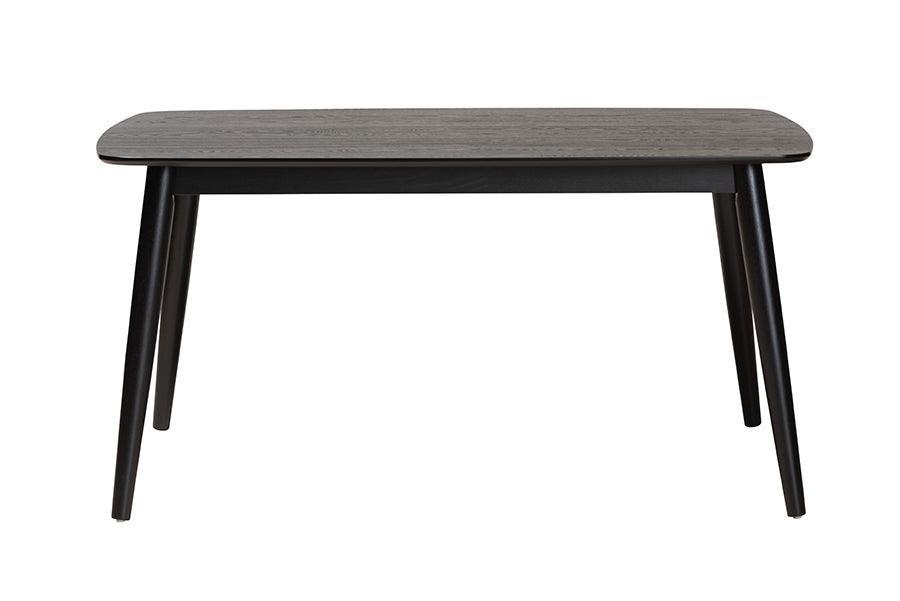 Flora Mid-Century Modern Black Finished Wood Dining Table FredCo