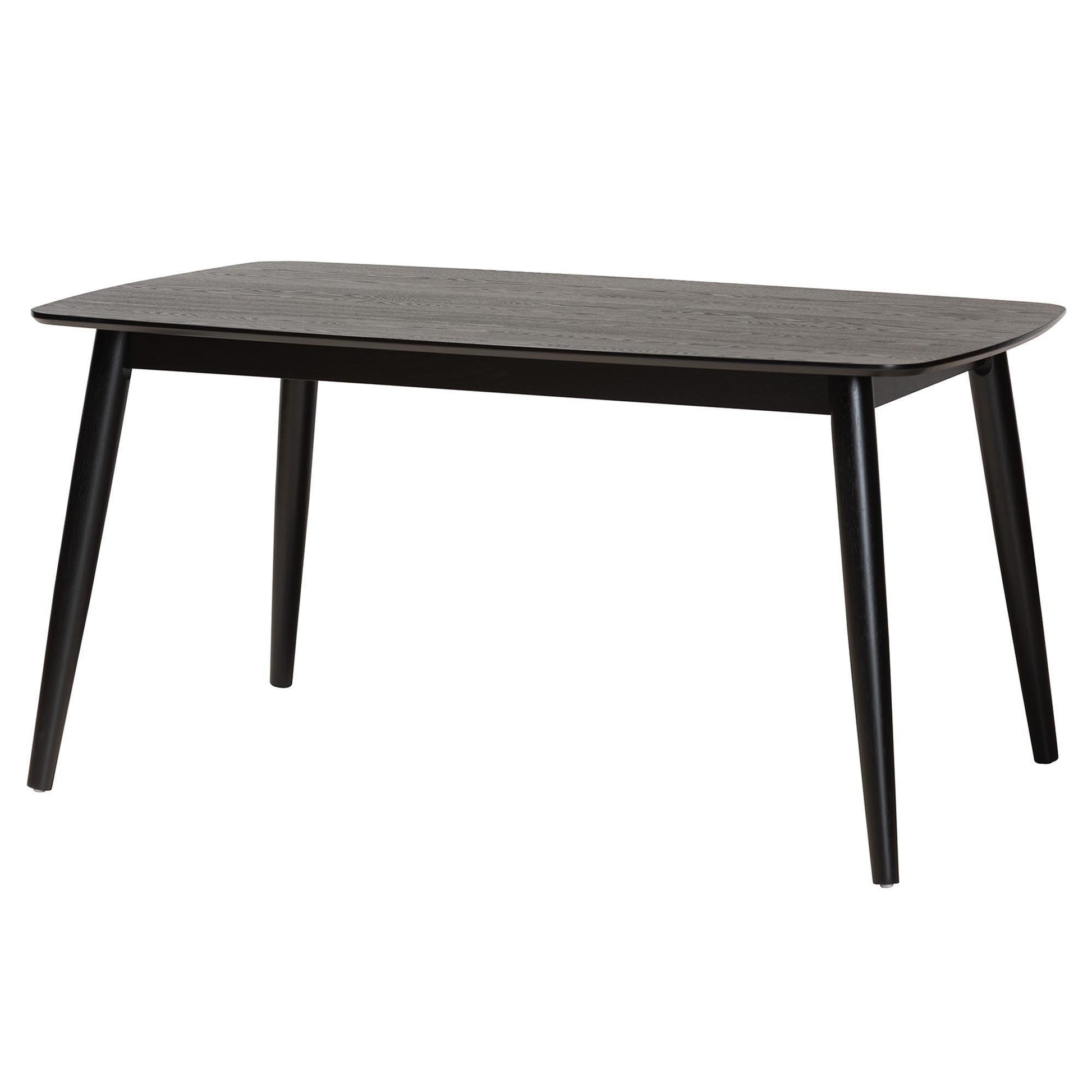 Flora Mid-Century Modern Black Finished Wood Dining Table FredCo