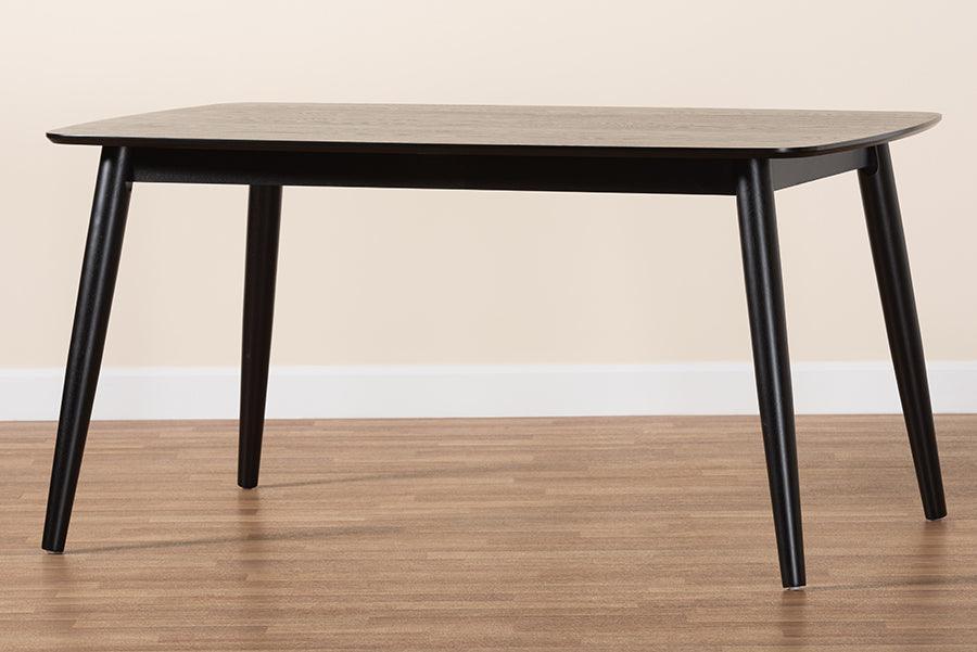 Flora Mid-Century Modern Black Finished Wood Dining Table FredCo