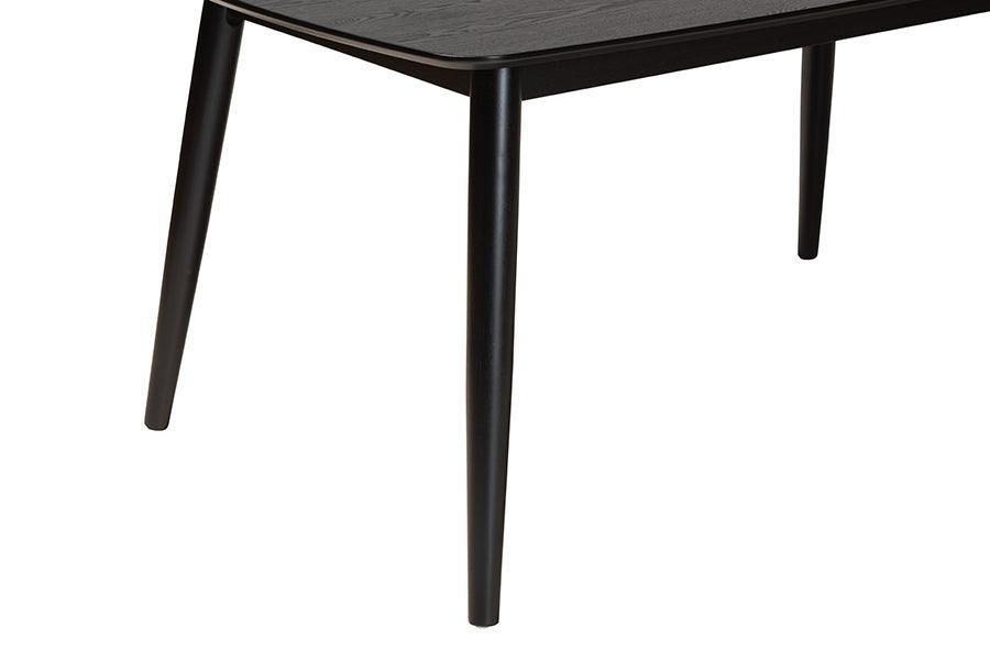 Flora Mid-Century Modern Black Finished Wood Dining Table FredCo