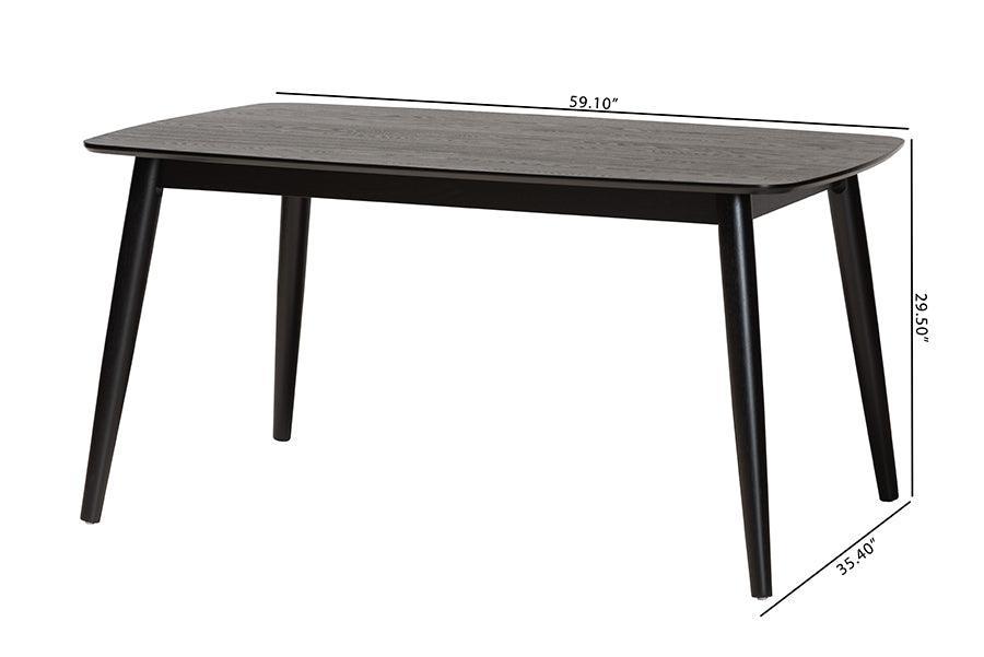 Flora Mid-Century Modern Black Finished Wood Dining Table FredCo