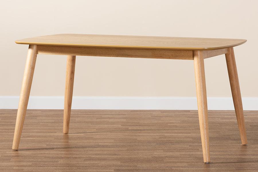 Flora Mid-Century Modern Natural Oak Finished Wood Dining Table FredCo