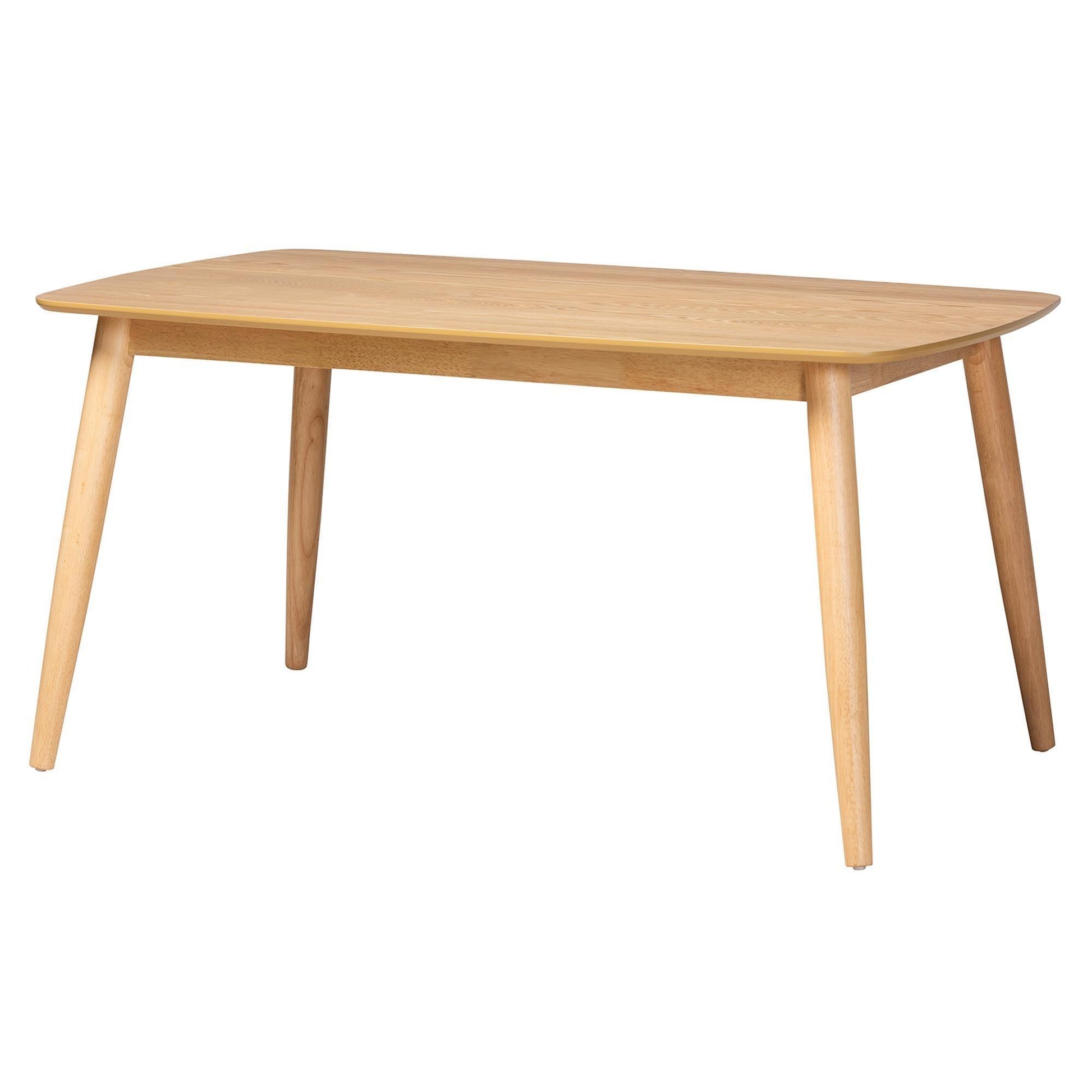 Flora Mid-Century Modern Natural Oak Finished Wood Dining Table FredCo