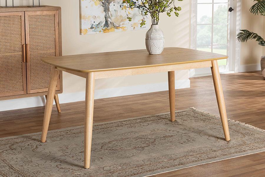 Flora Mid-Century Modern Natural Oak Finished Wood Dining Table FredCo