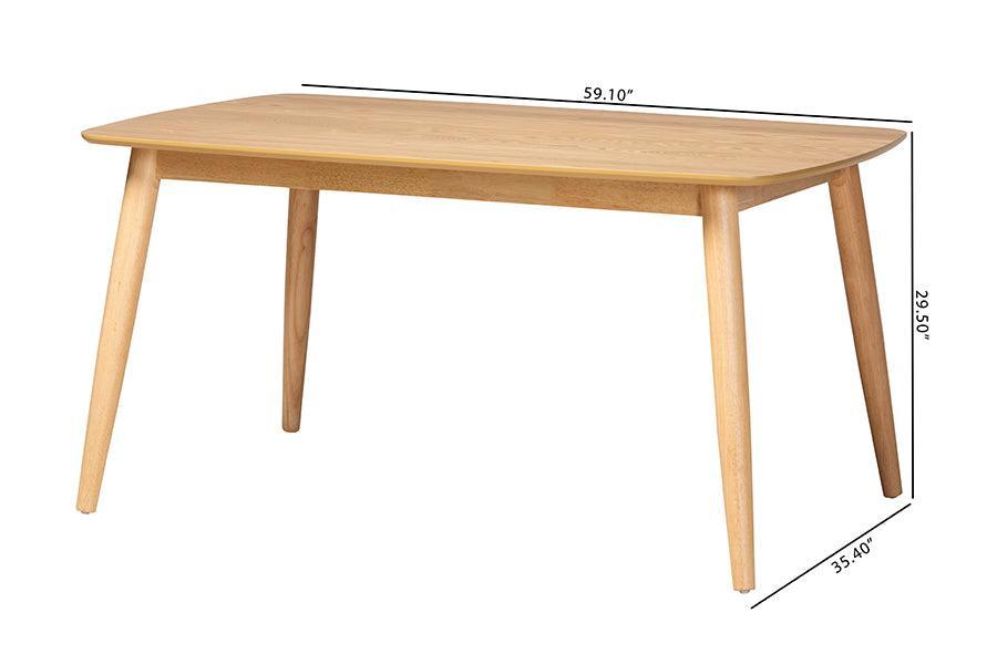 Flora Mid-Century Modern Natural Oak Finished Wood Dining Table FredCo