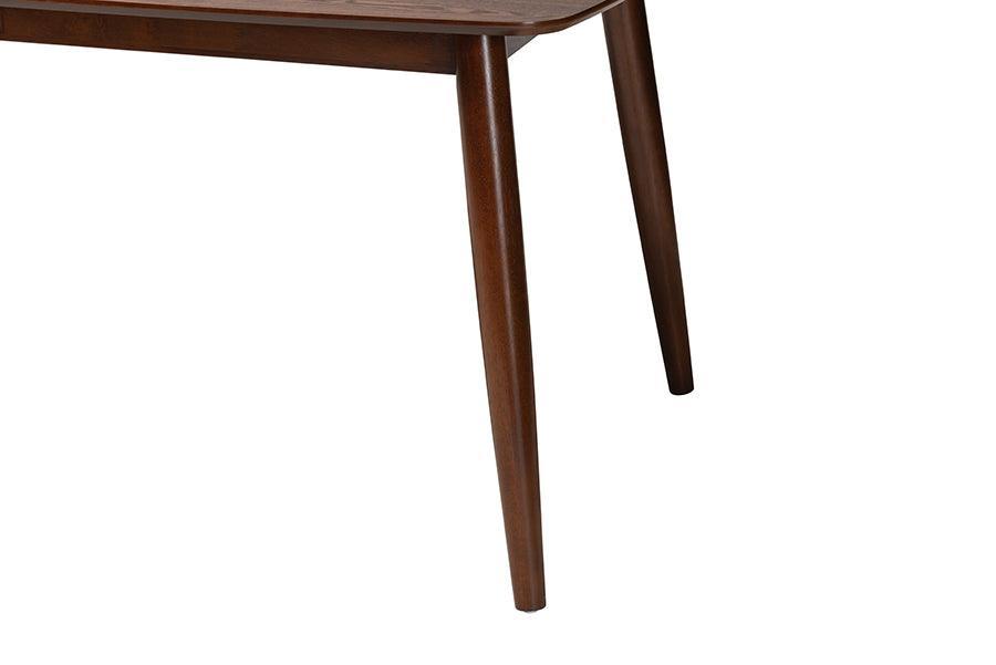 Flora Mid-Century Modern Walnut Brown Finished Wood Dining Table FredCo