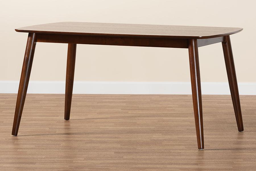 Flora Mid-Century Modern Walnut Brown Finished Wood Dining Table FredCo