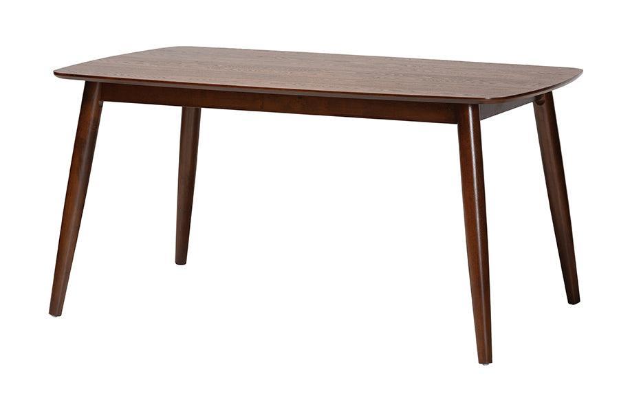 Flora Mid-Century Modern Walnut Brown Finished Wood Dining Table FredCo