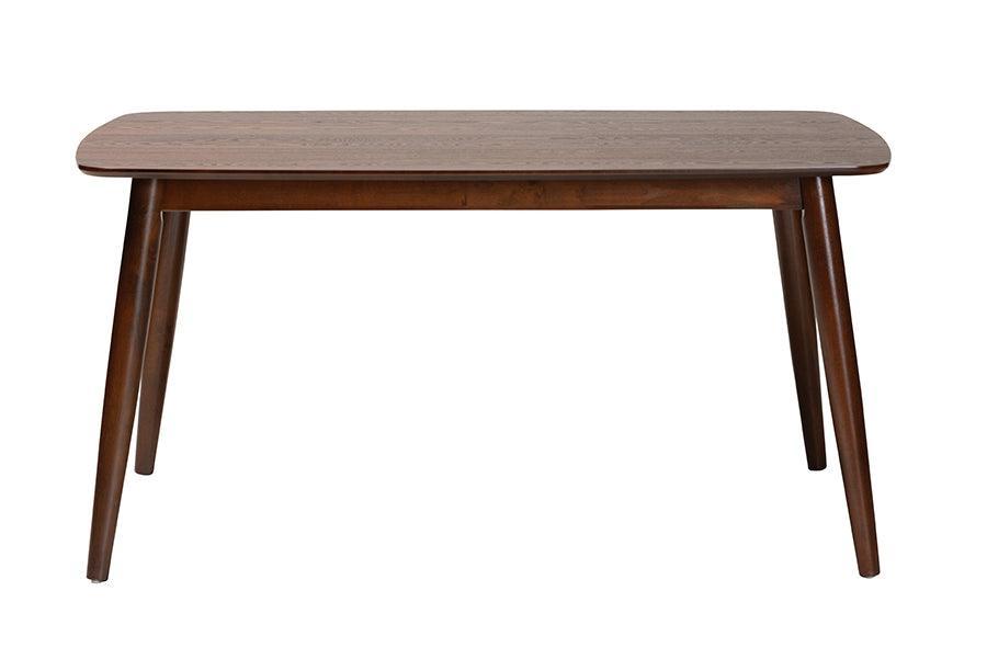 Flora Mid-Century Modern Walnut Brown Finished Wood Dining Table FredCo