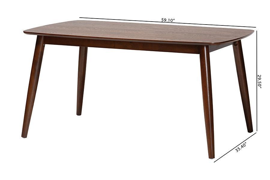 Flora Mid-Century Modern Walnut Brown Finished Wood Dining Table FredCo