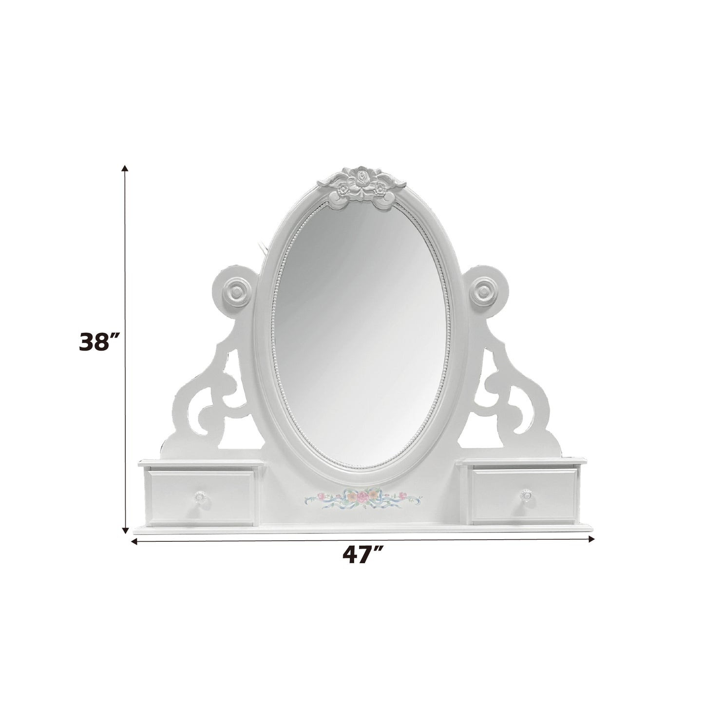 Flora White Finish Jewelry Mirrior FredCo