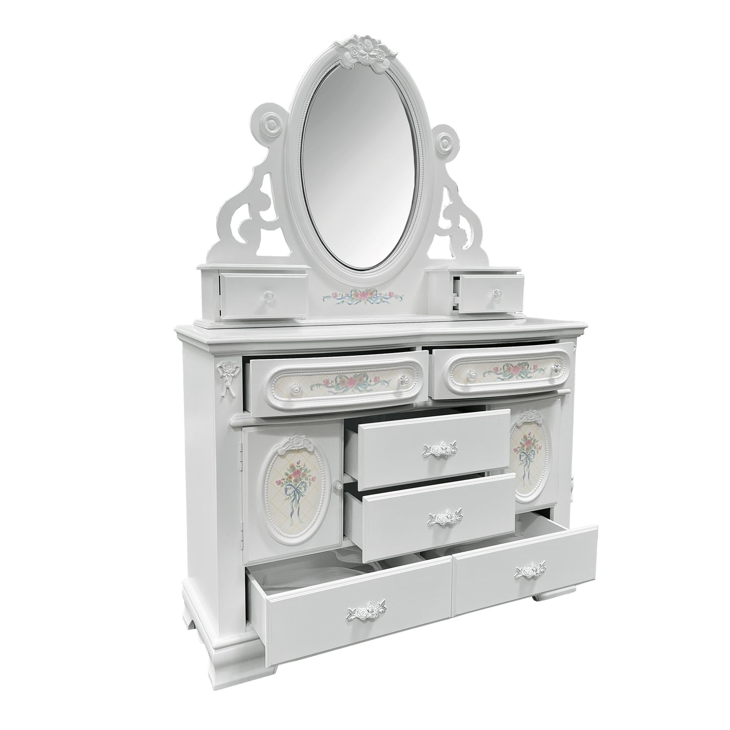Flora White Finish Jewelry Mirrior FredCo