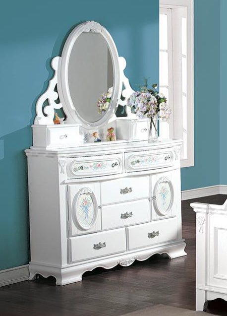 Flora White Finish Jewelry Mirrior FredCo